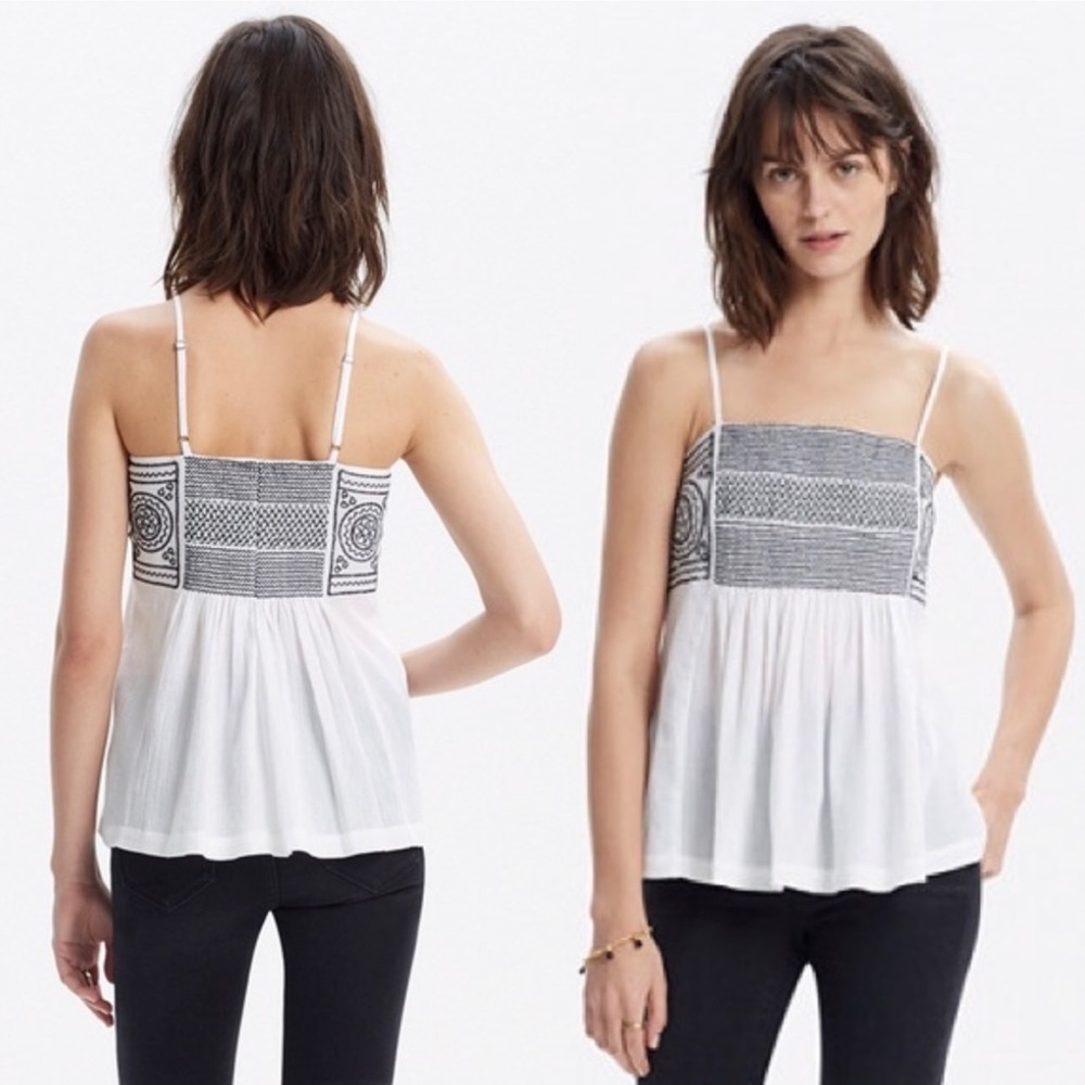 EUC Madewell L Smocked Peplum Cami